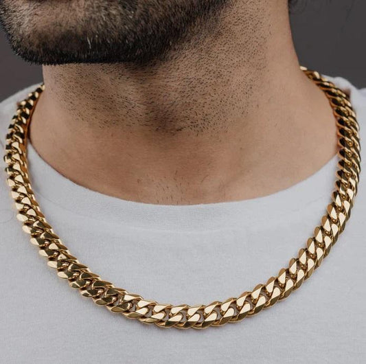 Hop, Men's Flat Link Chain Necklace, 18K gold plated