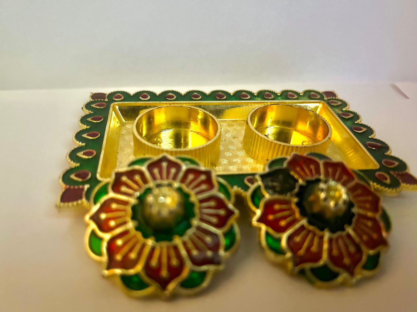 GOLDEN HALDI KUKUM PLATE FOR SPECIAL FESTIVES-- BEST GIFTS GOLDEN COLOUR