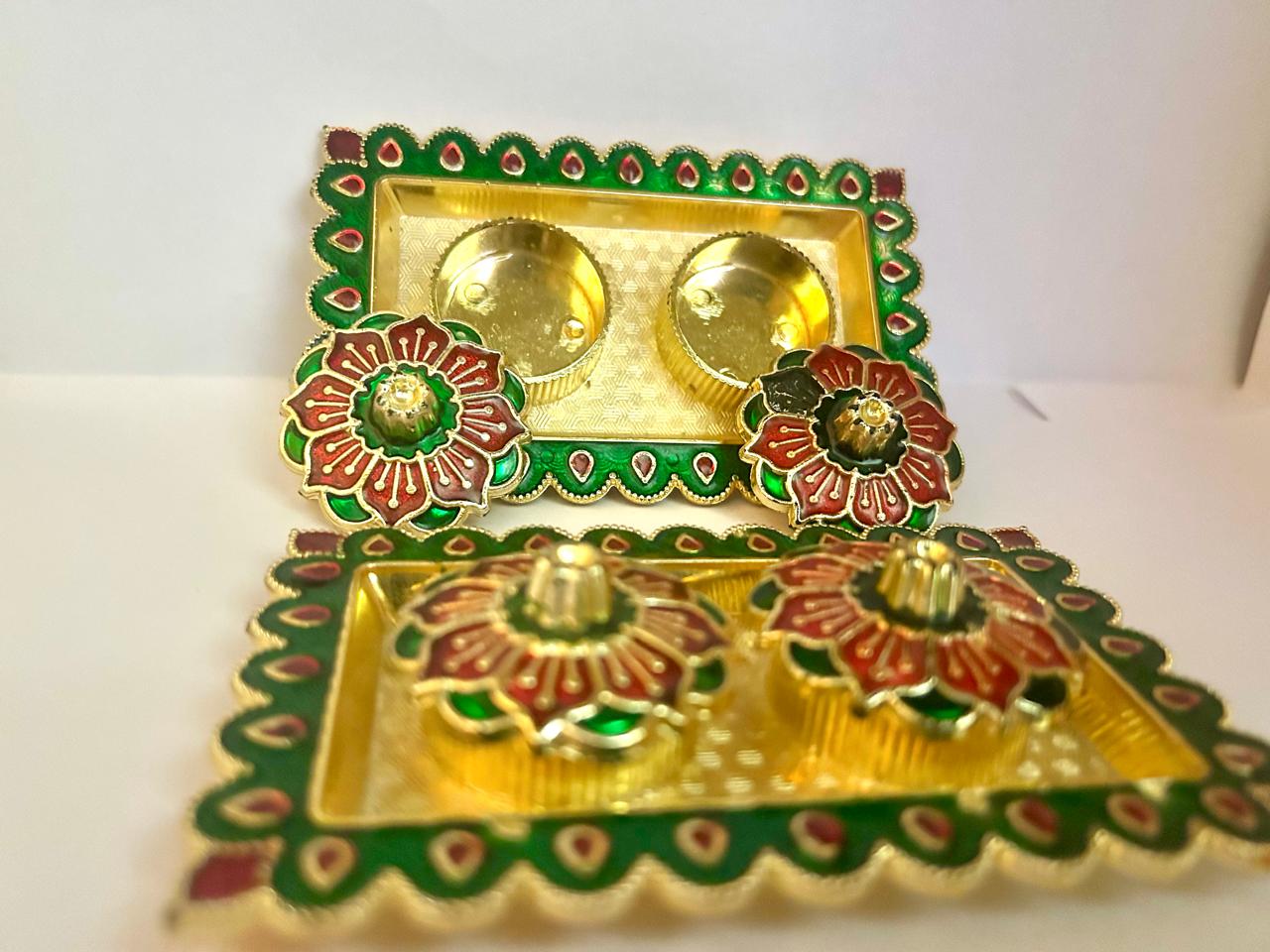 GOLDEN HALDI KUKUM PLATE FOR SPECIAL FESTIVES-- BEST GIFTS GOLDEN COLOUR